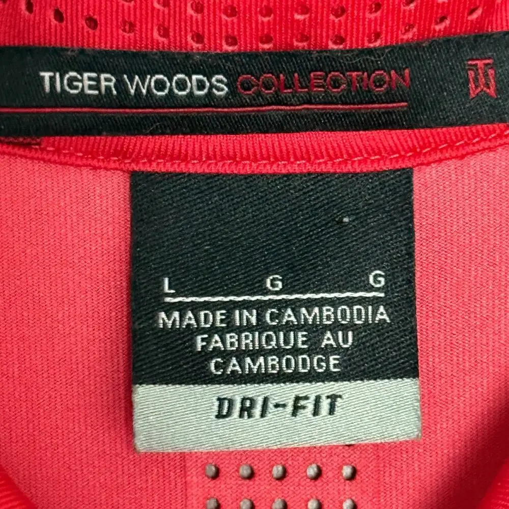Nike Tiger Woods Gradient Lite Polo Shirt Mens Large Red Dri Fit Performance